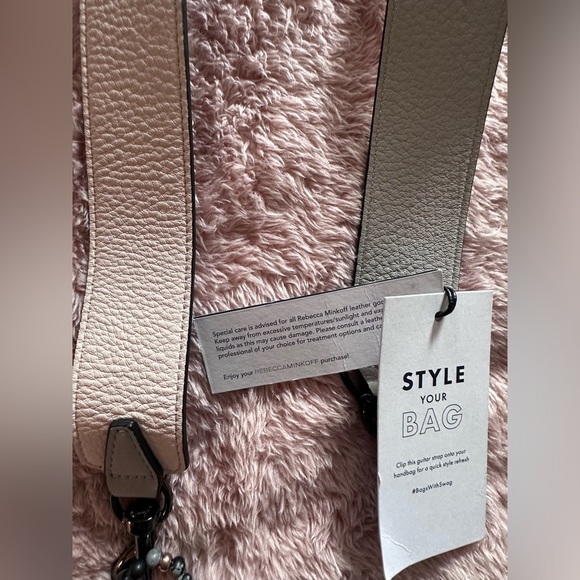 NWT Rebecca Minkoff Handbag Guitar Leather Strap Reversible Blush/Putty - Picture 3 of 7